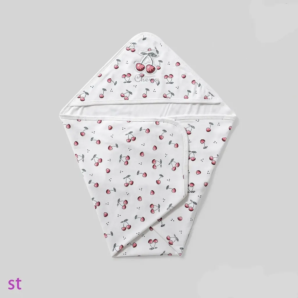 غطاء قطني انترلوك بطبعة كرز