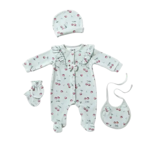 طقم بدي سوت 4 قطع، مخمل كرزي 15836