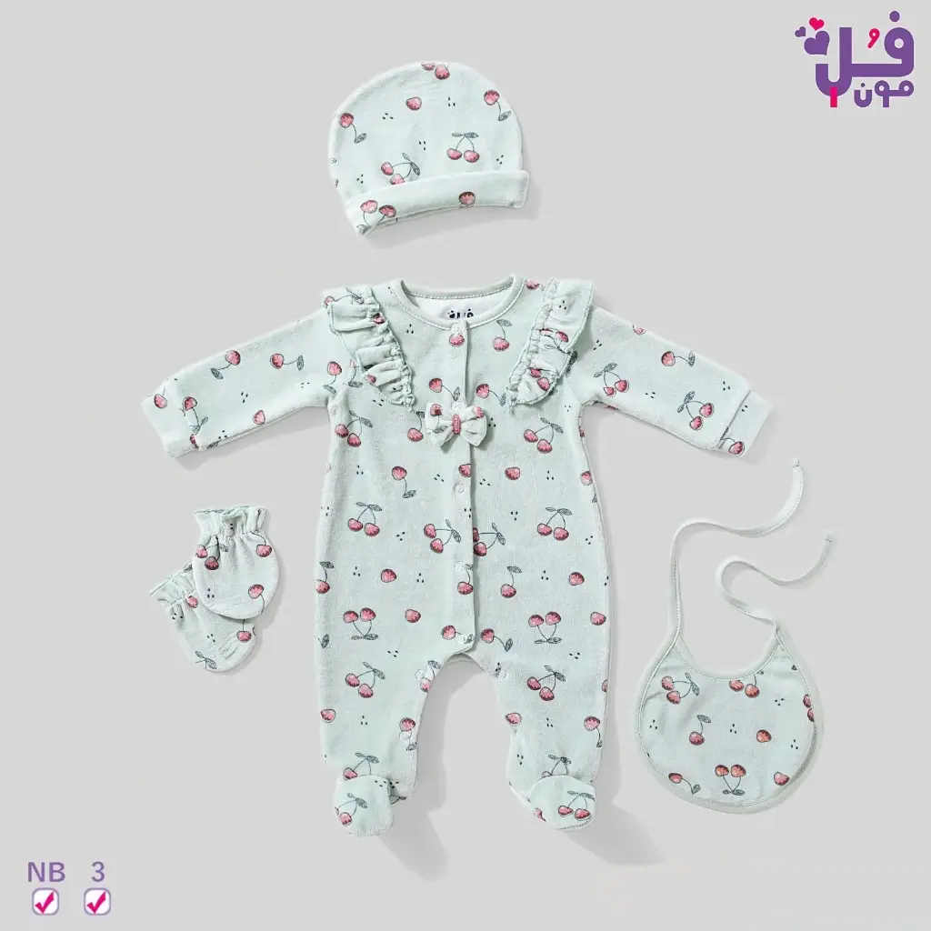 Bodysuit set of 4 pieces, cherry velvet 15836