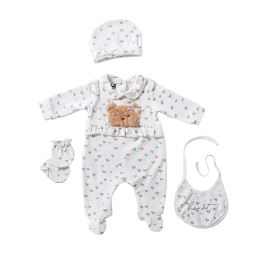 Bodysuit set of 4 pieces, velvet heart  15844