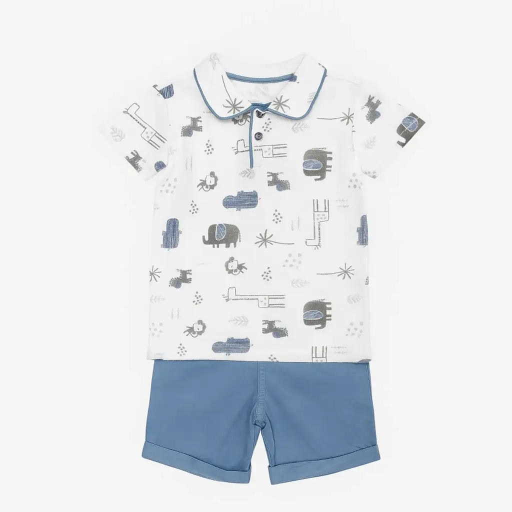 Gabardine shorts set, teal 19293