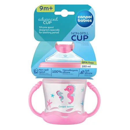 Canpol babies Non-spill Cup with Soft Silicone Spout 180ml LOVE&SEA 57/300
