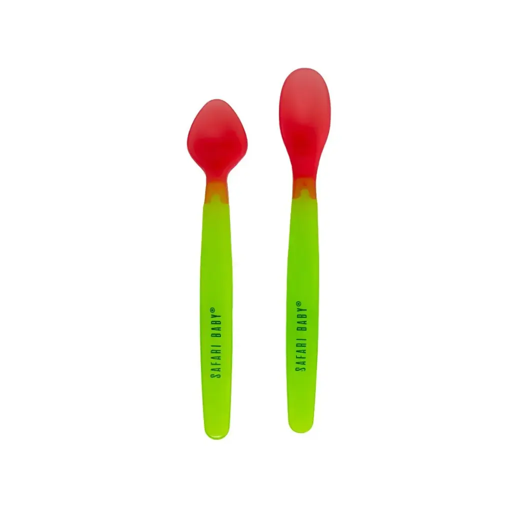 Safari S725 color-changing baby spoon set, yellow, 2 pieces.