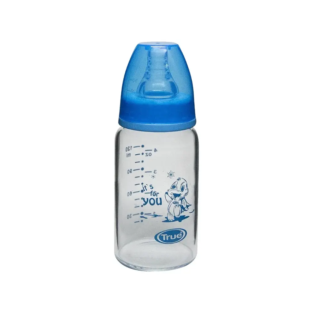 True Gold Pure Glass bottle 120ml very light & clear with silicon teat 0m+ 9101 