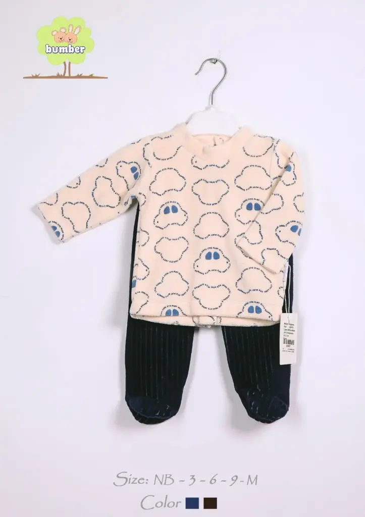 Embroidered velvet pajamas for newborns 40978