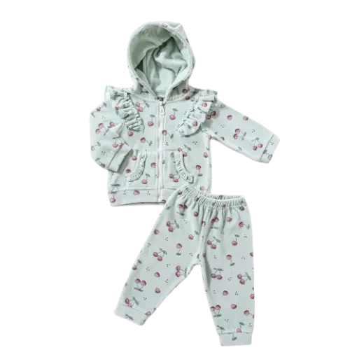 Two-piece velvet pajamas with zippers 17433