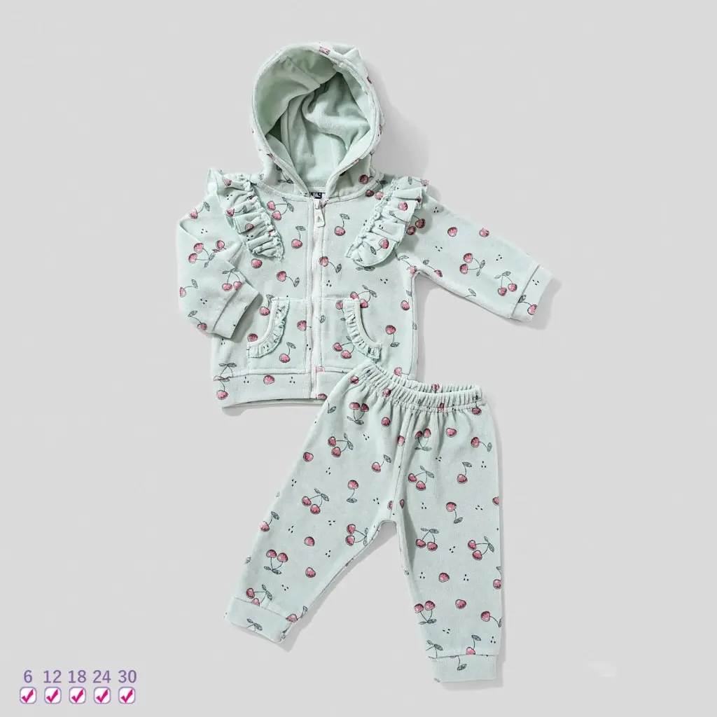 Two-piece velvet pajamas with zippers 17433