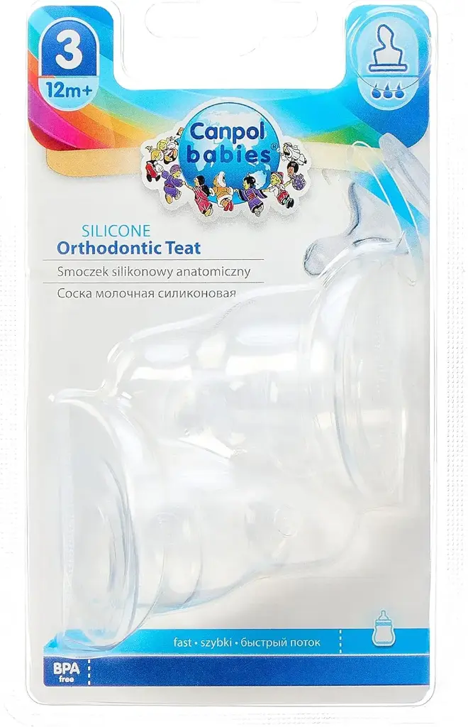 Canpol babies Silicon FAST Pacifier Round for Narrow Neck Bottle 2 pcs 12m+ 18/117