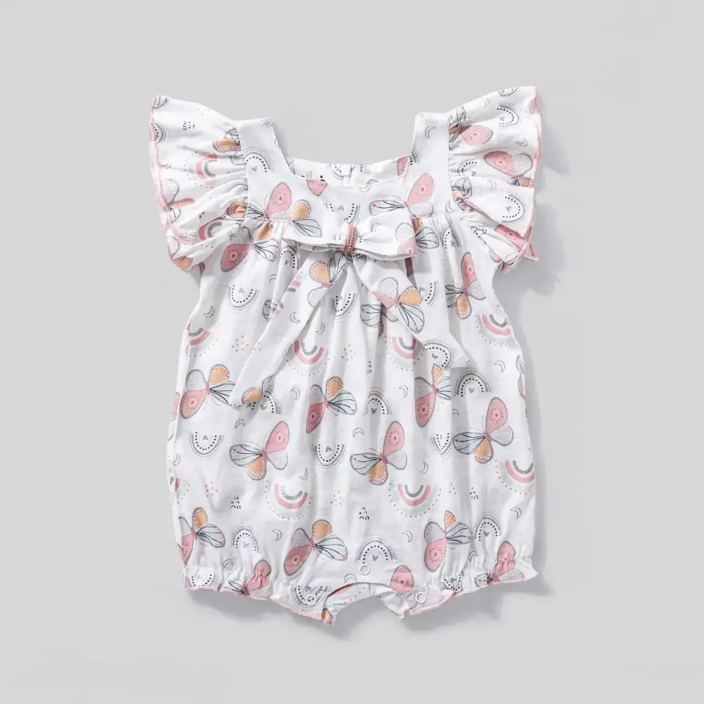 FULL MOON Butterfly print strap short romper 15913