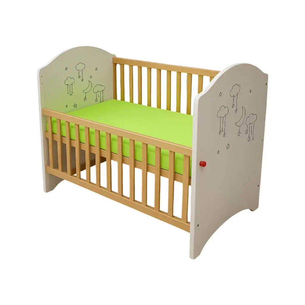 Edu fun Wooden bed with white sides 120x65 cm