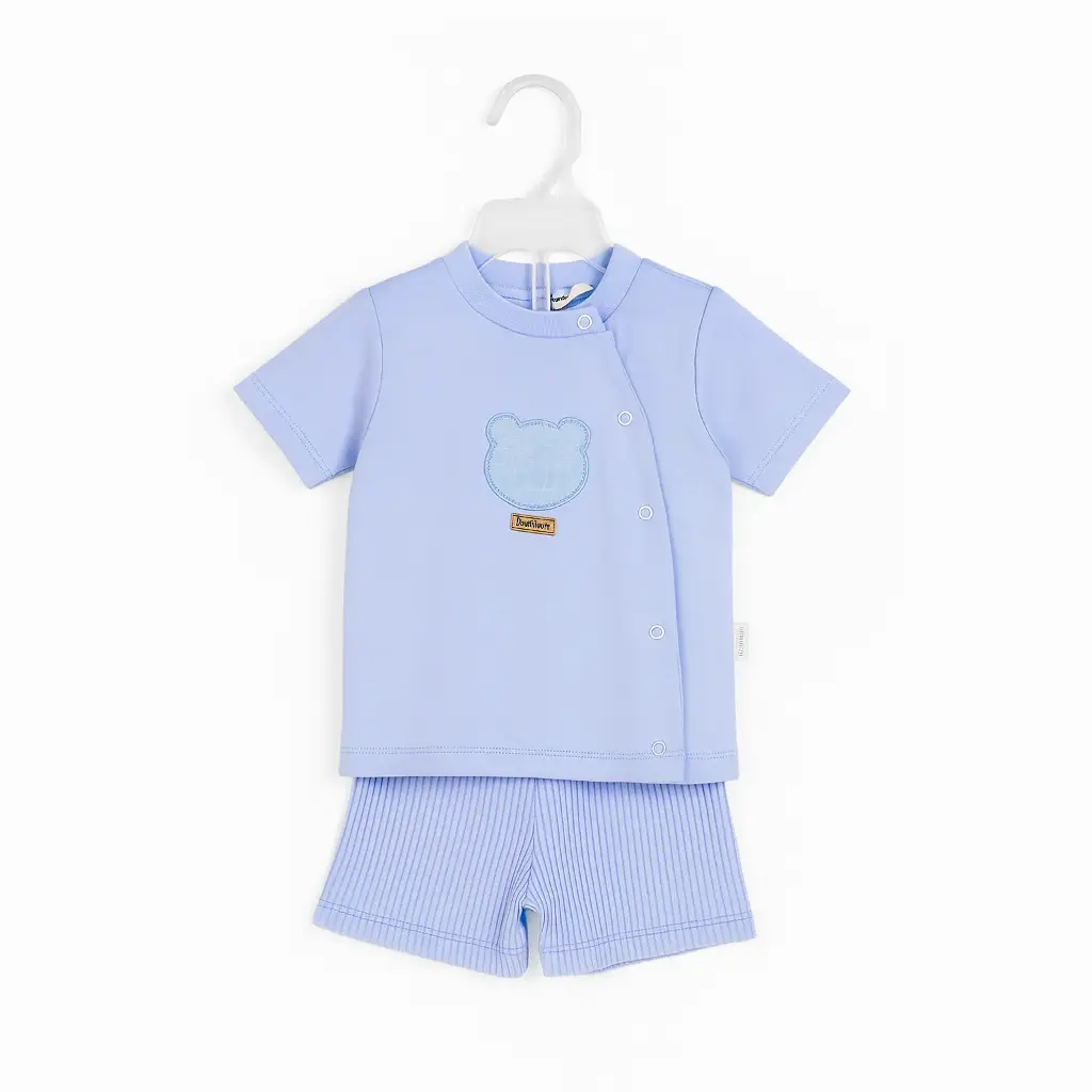 Plain Embroidered T-shirt & Shorts Set 40997