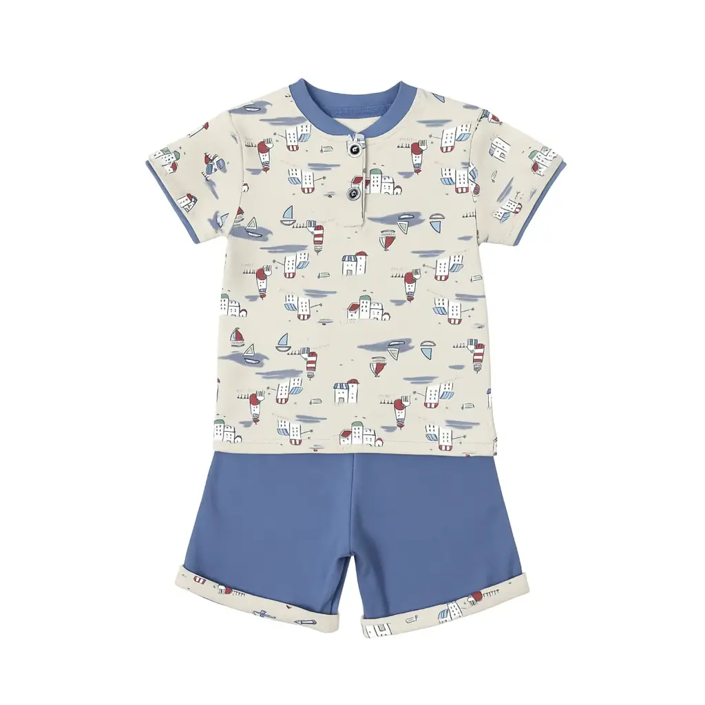 Cotton short-sleeve set with shorts 19257
