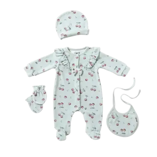 [11218] Bodysuit set of 4 pieces, cherry velvet 15836 full moon