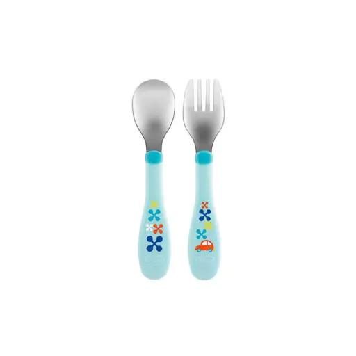 [20017] chicco fork and spoon 18 months 6641