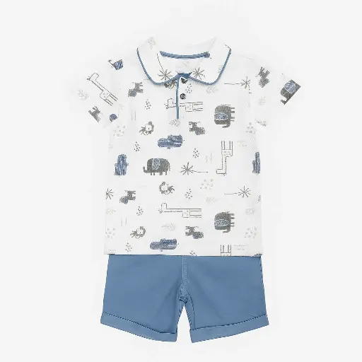 [5086] Gabardine shorts set, teal 19293