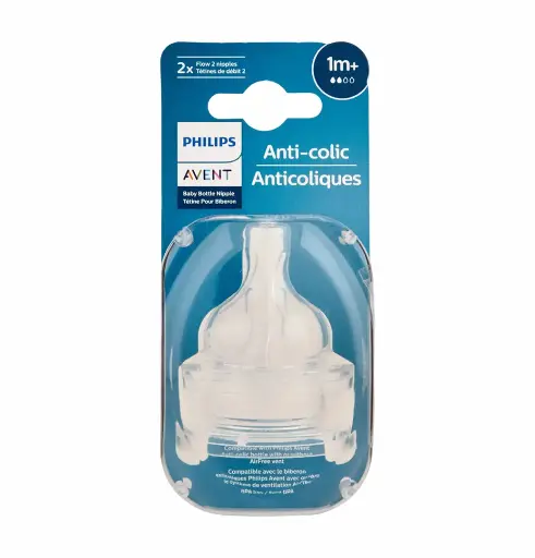 [20632] Philips Avent Anti colic Teat 1m+ 2Pack 762/02