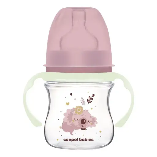 [1770] Canpol babies Wide Neck Anti-colic Bottle with Glowing Handles PP EasyStart 120ml Sleepy Koala 35/236