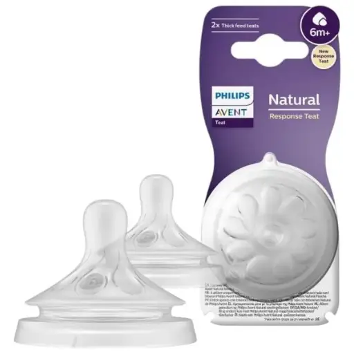 [2855] Philips Avent Natural Response Nipple Thick Feed 6M+ 2Pack 966/02  