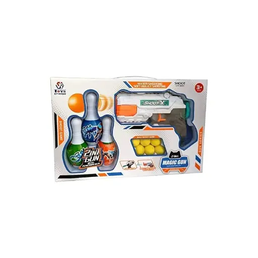 [3622] 2in1 Water Shoot Gun with 3 Bowling Pins & 6 Ball A34-395 648-30 