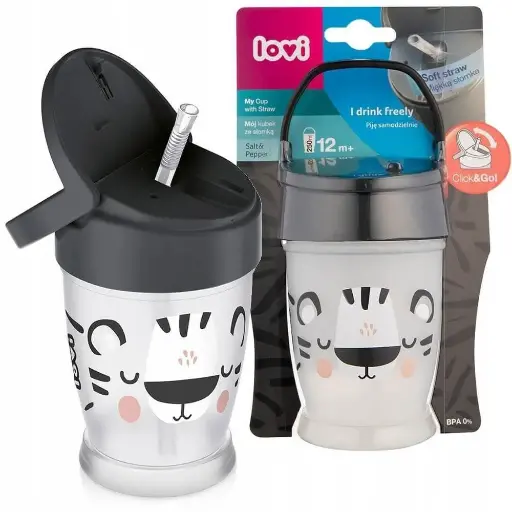 [2051] Lovi my straw cup junior 250ml salt & pepper 35/356