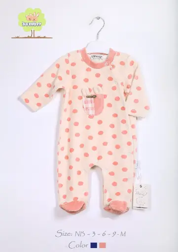[3158] Embroidered velvet pajamas for newborns 31662