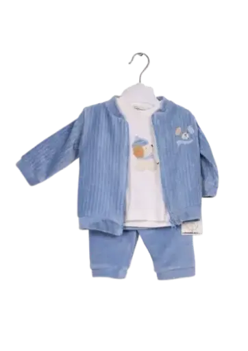 [11280] بيجامة مخملية 3 قطع، بوبي