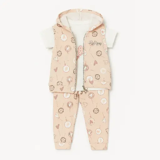 [5350] Pajama 3-Piece Cotton with Vest 17516