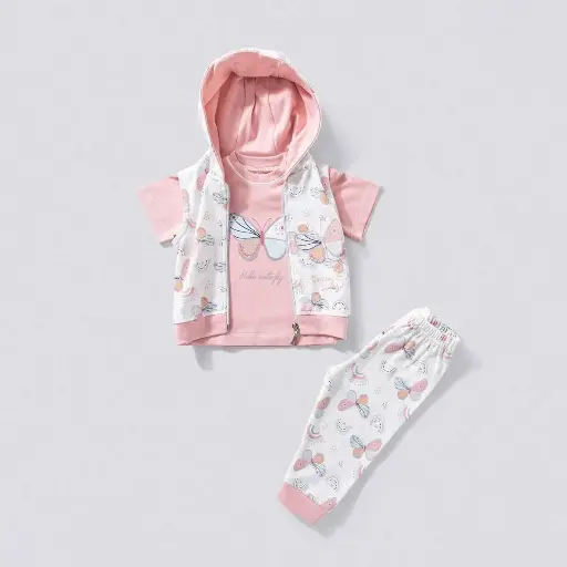[12012] Pajamas 3-piece cotton Butterfly 17470