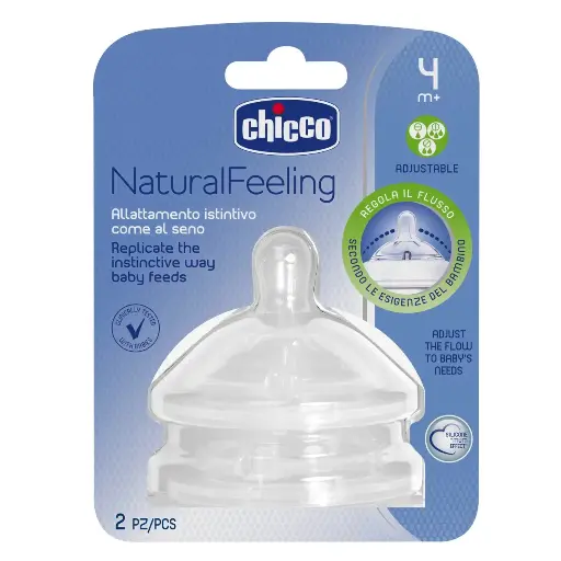 [10553] CHICCO NATURAL FEELING Teat 4m+ Adjustable Flow 2 pcs 8247