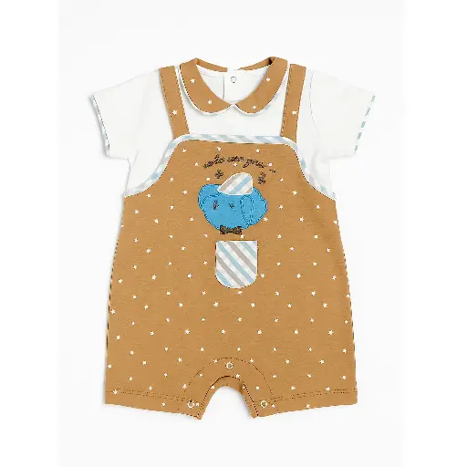 [5395] Bear and stars strap short romper 5802