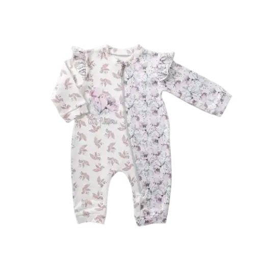 [4176] Regular Long-Sleeve Salopette with Rose Flowers 15881 full moon