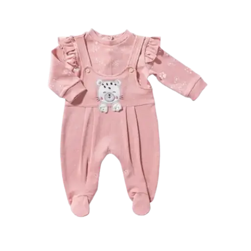 [4182] Cotton Long-Sleeve Salopette with Straps – Baby Cheetah 15758