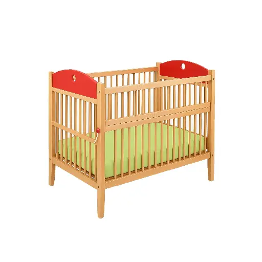 [5095] Edu fun wooden bed with red sides