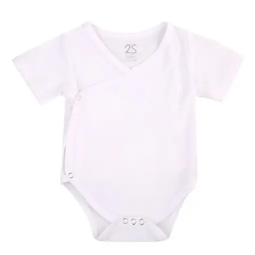 [4173] Short Sleeve Plain White Snaps Bodysuit 0-221X1P