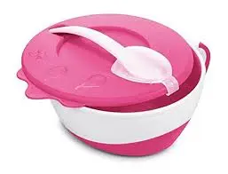 [1738] Canpol babies Bowl with Spoon and Lid 350ml LITTLE COW blue  31/406