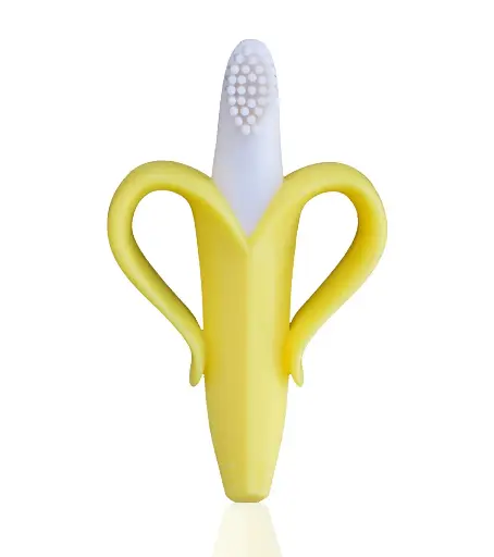 [10334] Silicone banana teether and toothbrush in a box