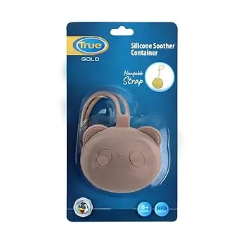 [4488] True Gold Silicon Soother container with hanger 4506