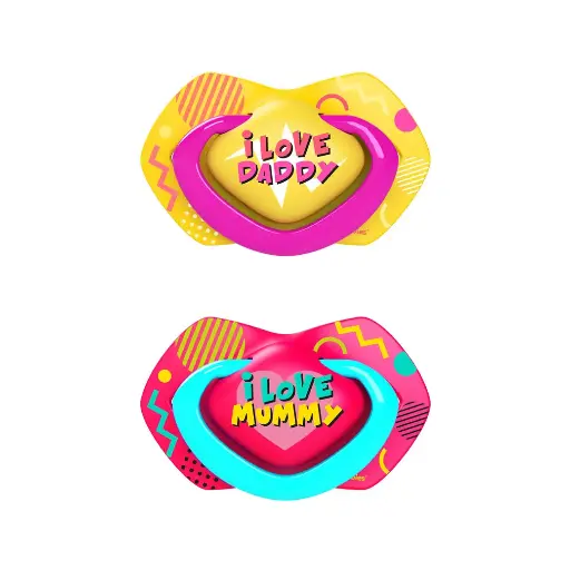 [1699] Canpol babies Silicone Symmetrical Soother 0-6m NEON LOVE 2 pcs 22/652