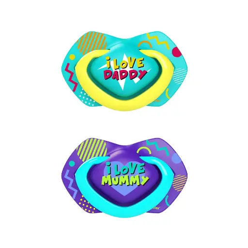 [358] Canpol babies Silicone Symmetrical Soother 6-18m NEON LOVE 2 pcs 22/653